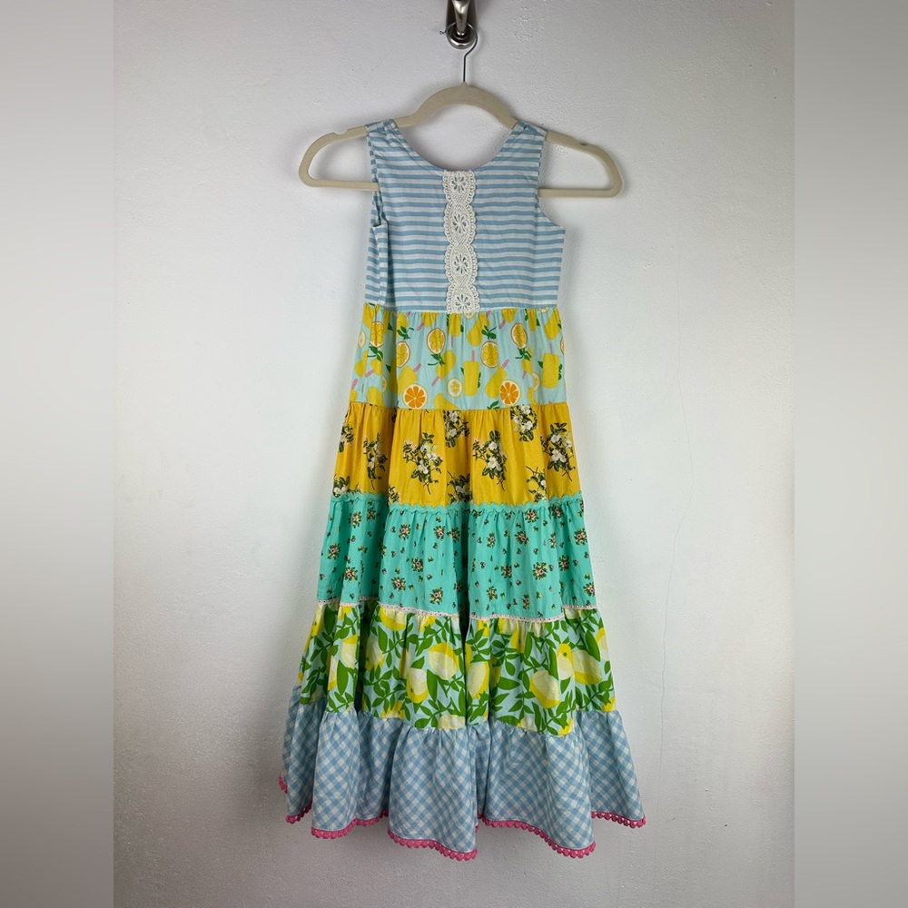 Matilda Jane Tiered Floral Ice Cream Lemon Dress Girl’s Size 6